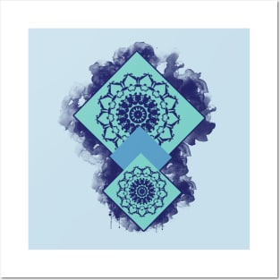 Blue Dreamcatcher Mandala Posters and Art